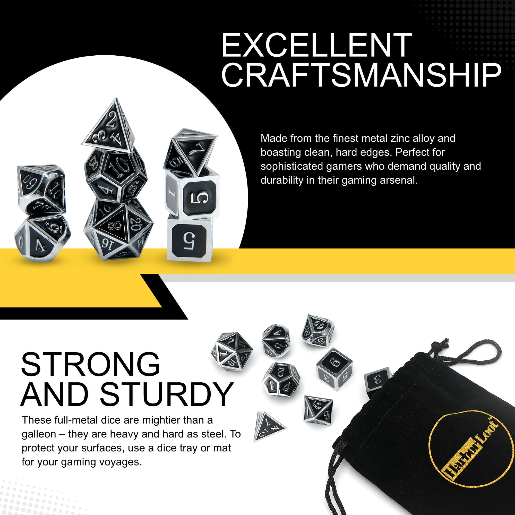 Harbor Loot Deluxe Metal Dice Set: Enhanced Gaming with Extra D6