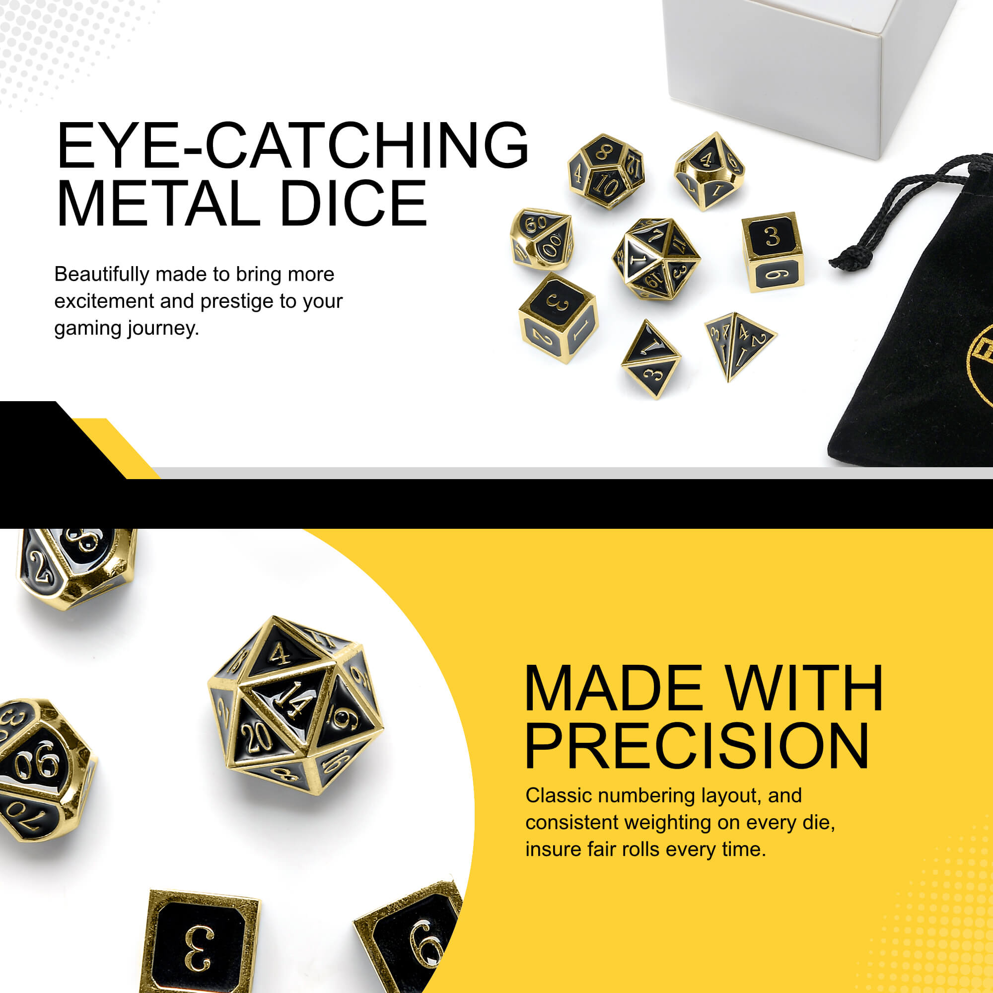 Harbor Loot Deluxe Metal Dice Set: Enhanced Gaming with Extra D6