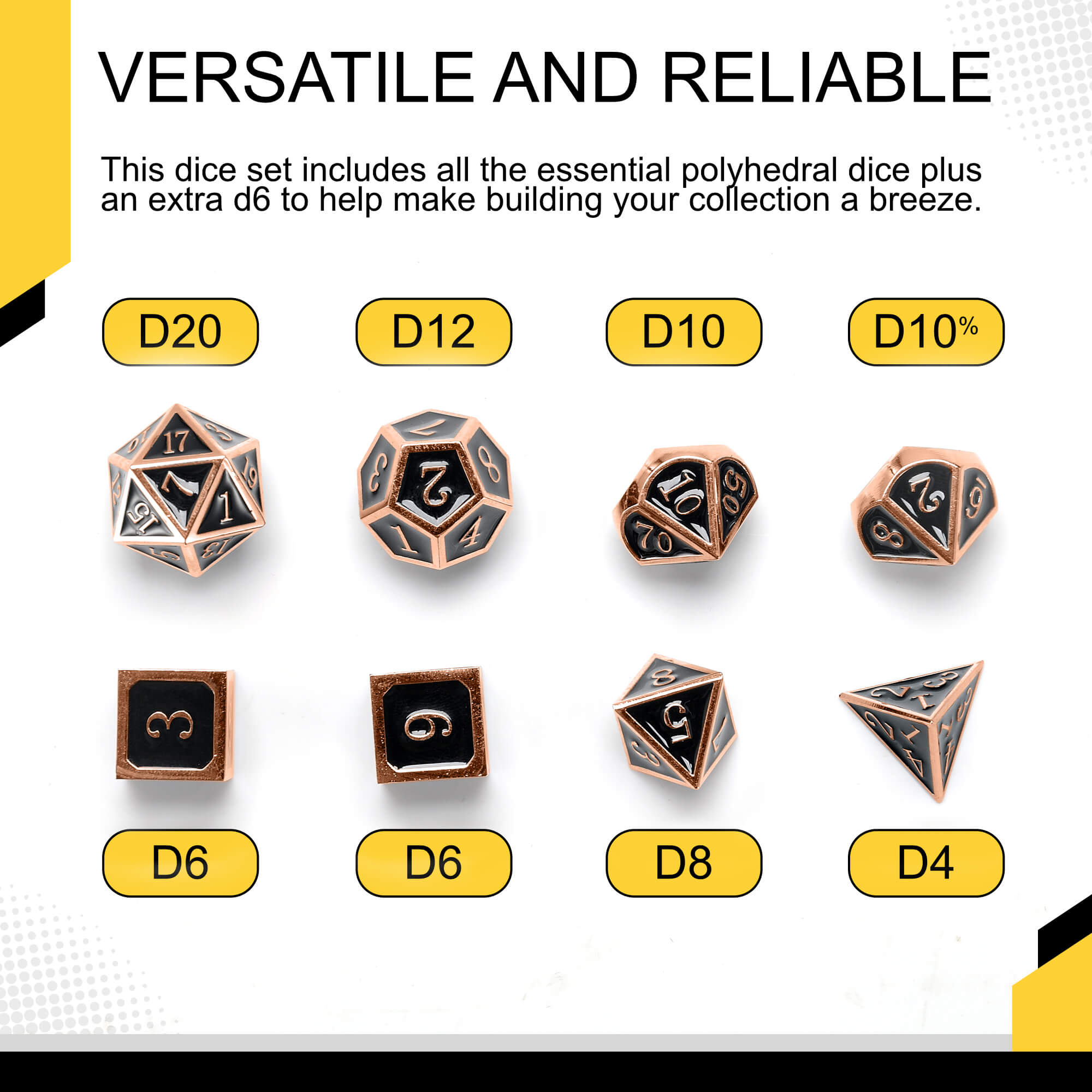 Harbor Loot Deluxe Metal Dice Set: Enhanced Gaming with Extra D6