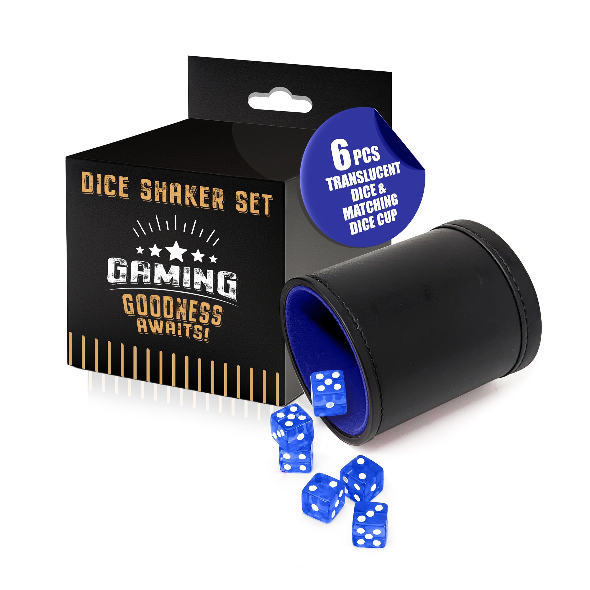 Harbor Loot Dice Shaker Cup Complete with Matching Dice Set of Six Translucent Dice